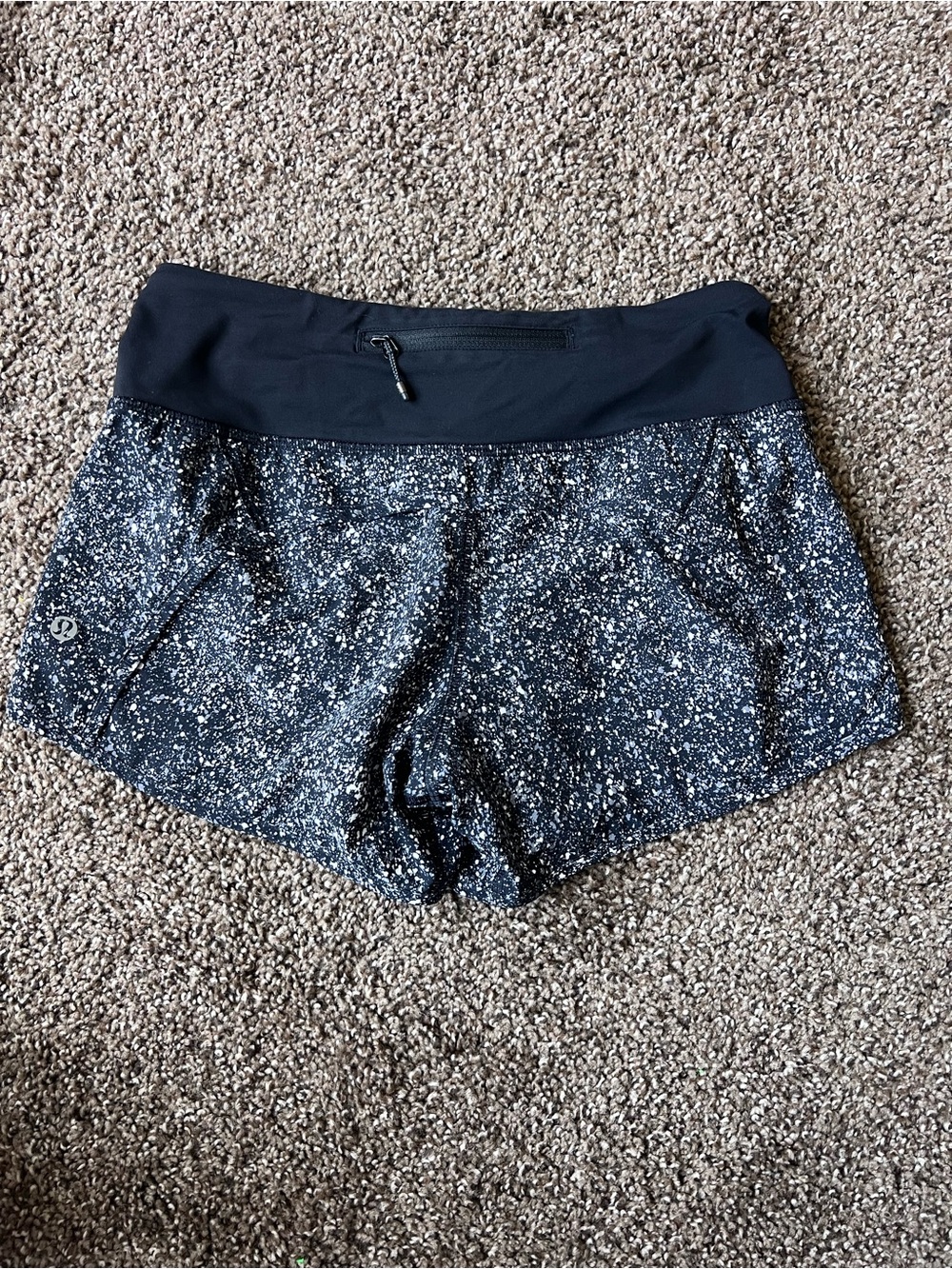 lululemon athletica Black Speckle Athletic Shorts with Wide Waistband